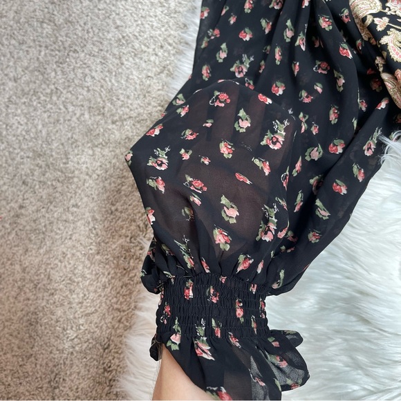 Entro Black Floral Boho Paisley Fall Core Dress - Picture 4 of 15